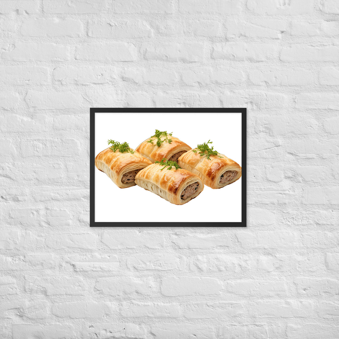 Gourmet Sausage Rolls Framed poster 🤤 from Yumify.AI