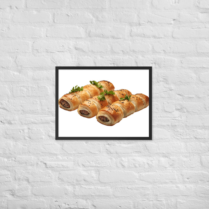 Gourmet Sausage Rolls Framed poster 🤤 from Yumify.AI