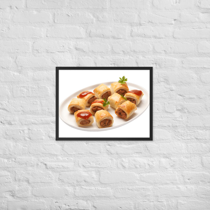 Bite Sized Mini Sausage Rolls Framed poster 🤤 from Yumify.AI