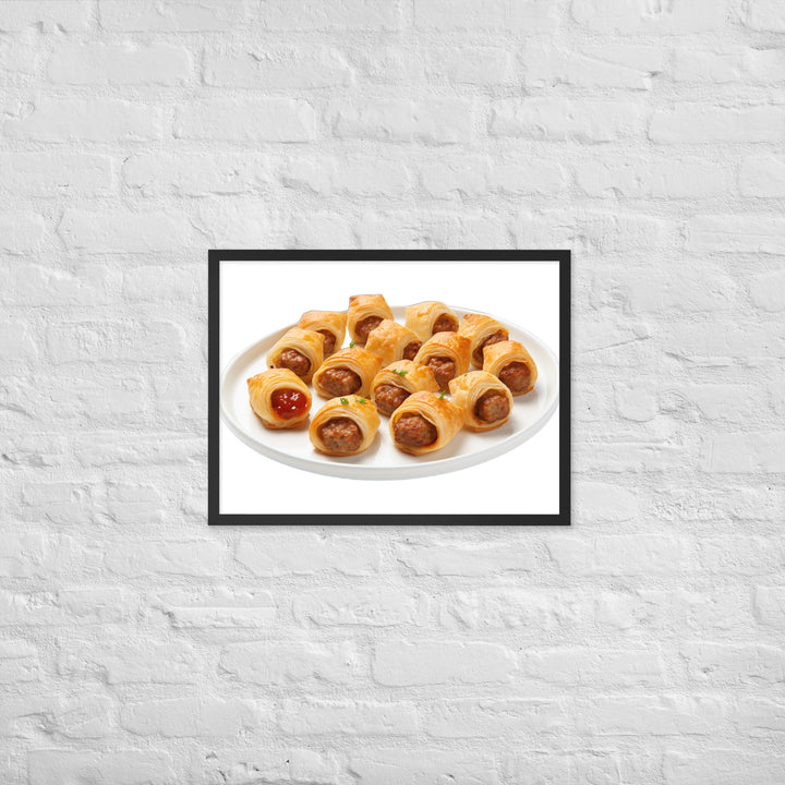 Bite Sized Mini Sausage Rolls Framed poster 🤤 from Yumify.AI