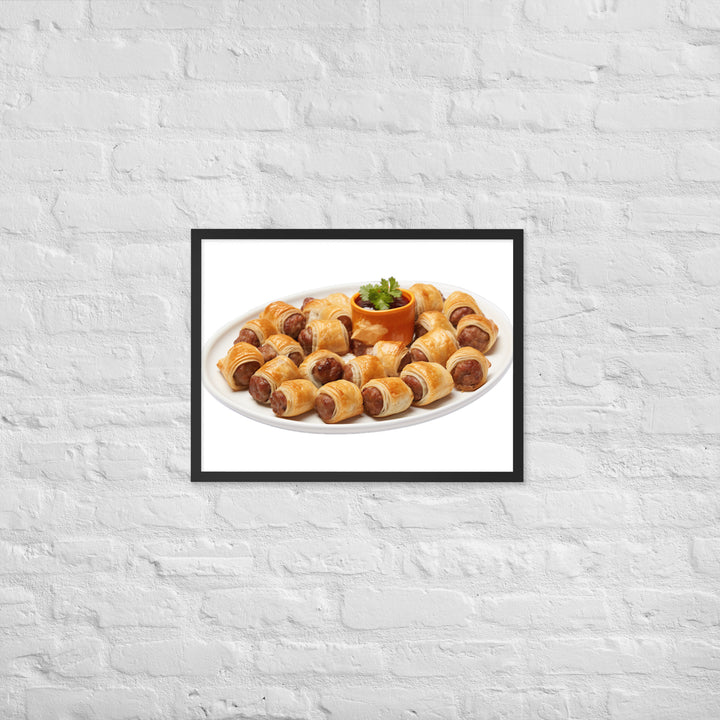 Bite Sized Mini Sausage Rolls Framed poster 🤤 from Yumify.AI