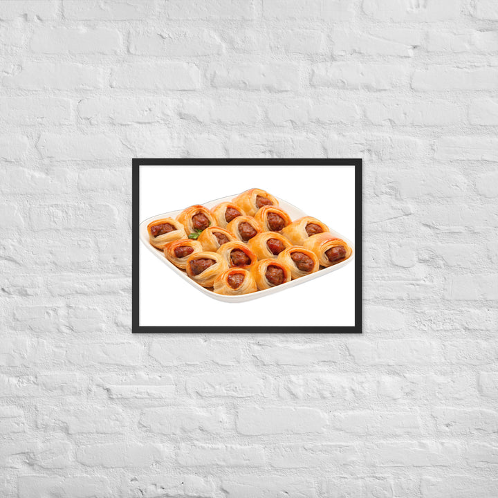 Bite Sized Mini Sausage Rolls Framed poster 🤤 from Yumify.AI