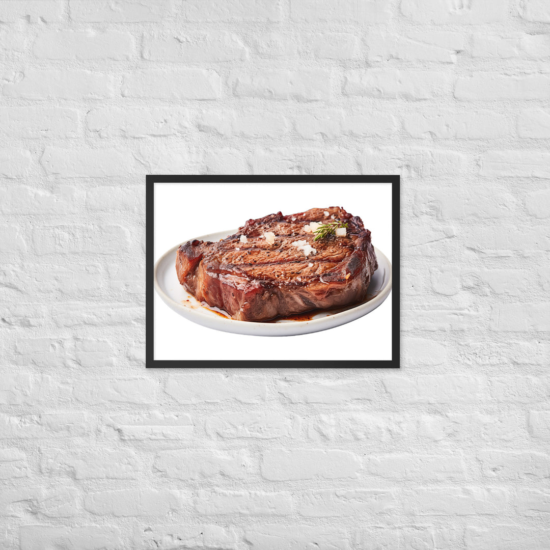 Sizzling Ribeye Steak Framed poster 🤤 from Yumify.AI