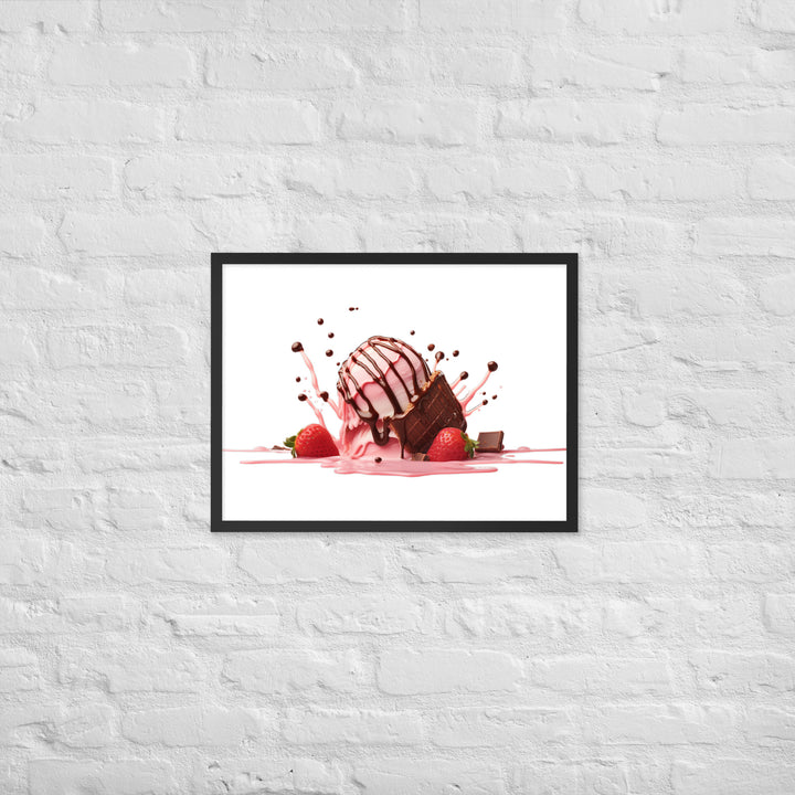 Chocolate Drizzle Over Strawberry Ice Cream Framed poster 🤤 from Yumify.AI