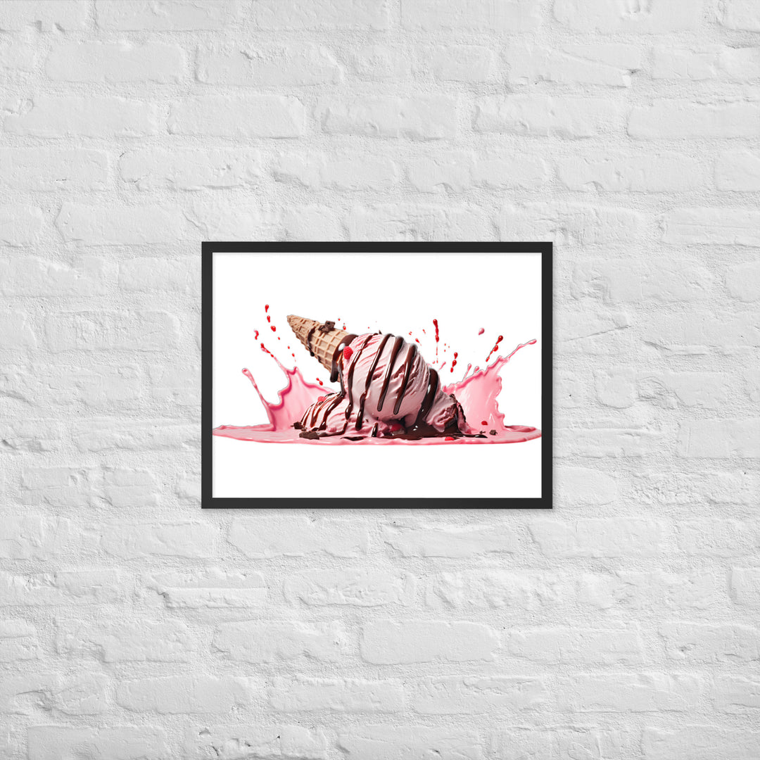 Chocolate Drizzle Over Strawberry Ice Cream Framed poster 🤤 from Yumify.AI