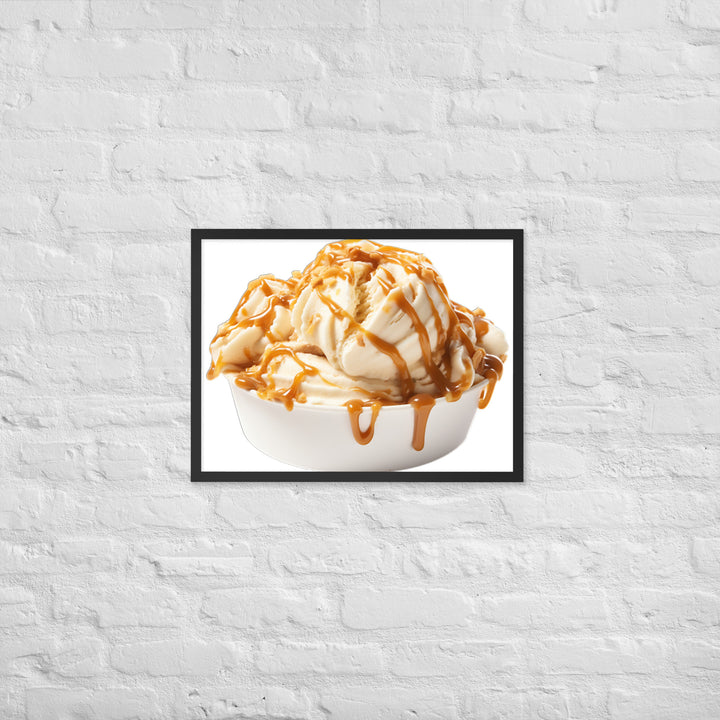 Caramel Swirls in Coffee Ice Cream Framed poster 🤤 from Yumify.AI