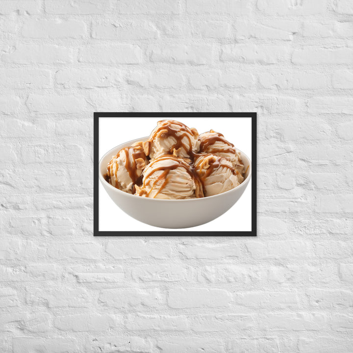 Caramel Swirls in Coffee Ice Cream Framed poster 🤤 from Yumify.AI