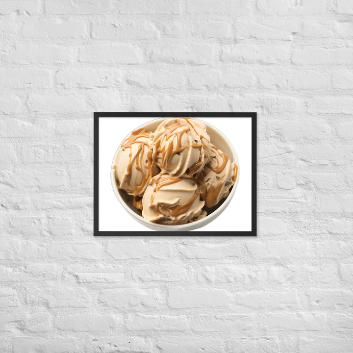 Caramel Swirls in Coffee Ice Cream Framed poster 🤤 from Yumify.AI