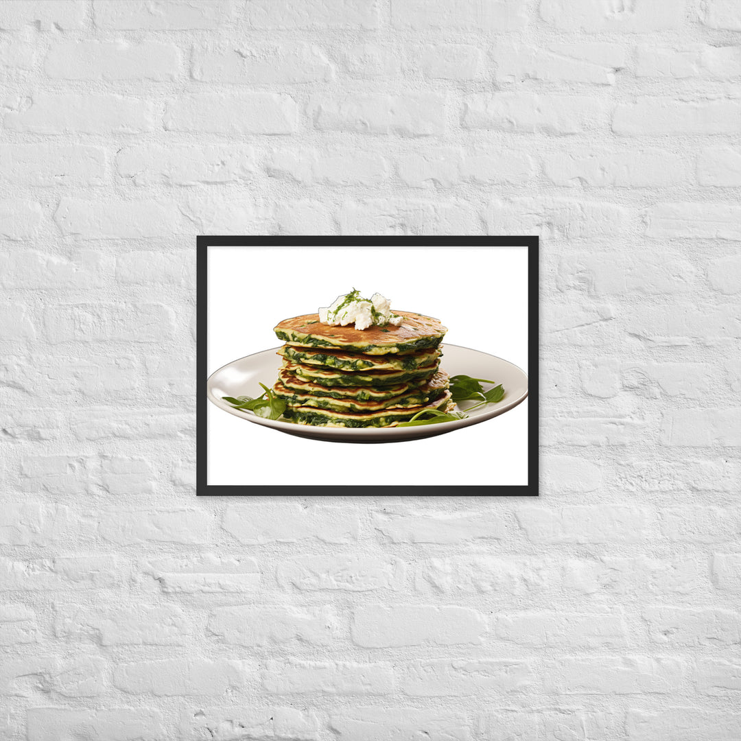 Savory Spinach Pancakes Framed poster 🤤 from Yumify.AI