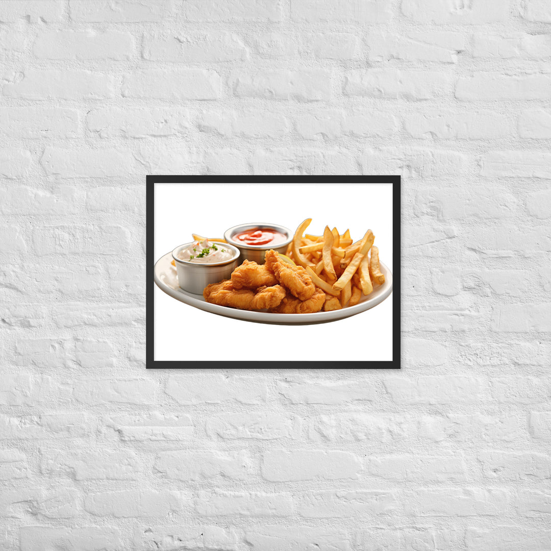 Spicy Cajun Fish and Chips Framed poster 🤤 from Yumify.AI