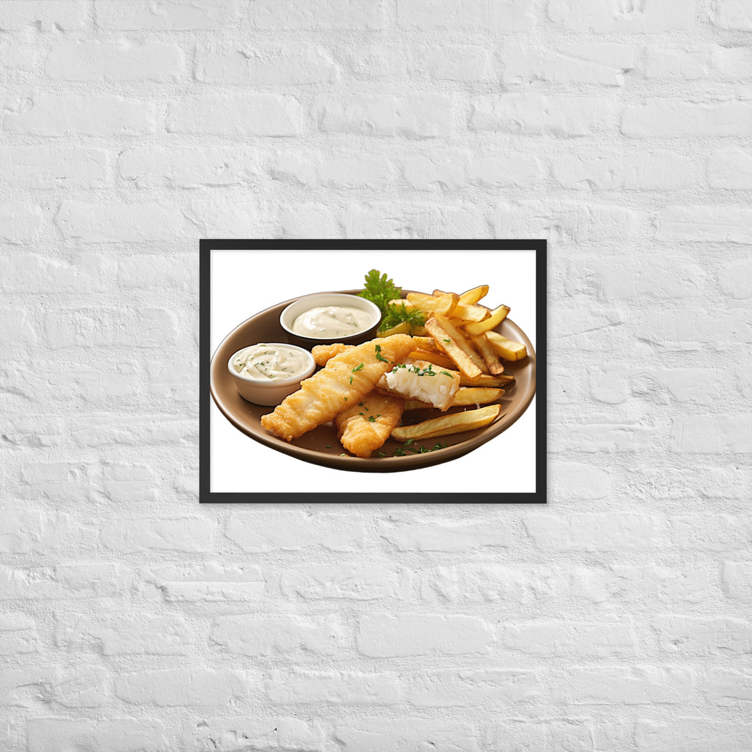 Lemon Herb Fish and Chips Framed poster 🤤 from Yumify.AI