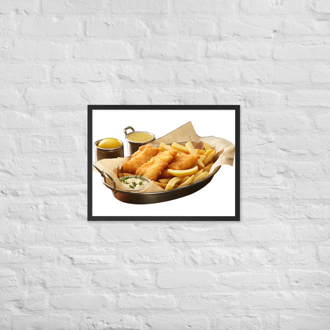 Classic Golden Fish and Chips Framed poster 🤤 from Yumify.AI