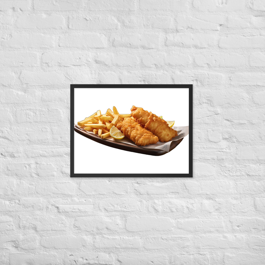 Beer Battered Fish and Chips Framed poster 🤤 from Yumify.AI