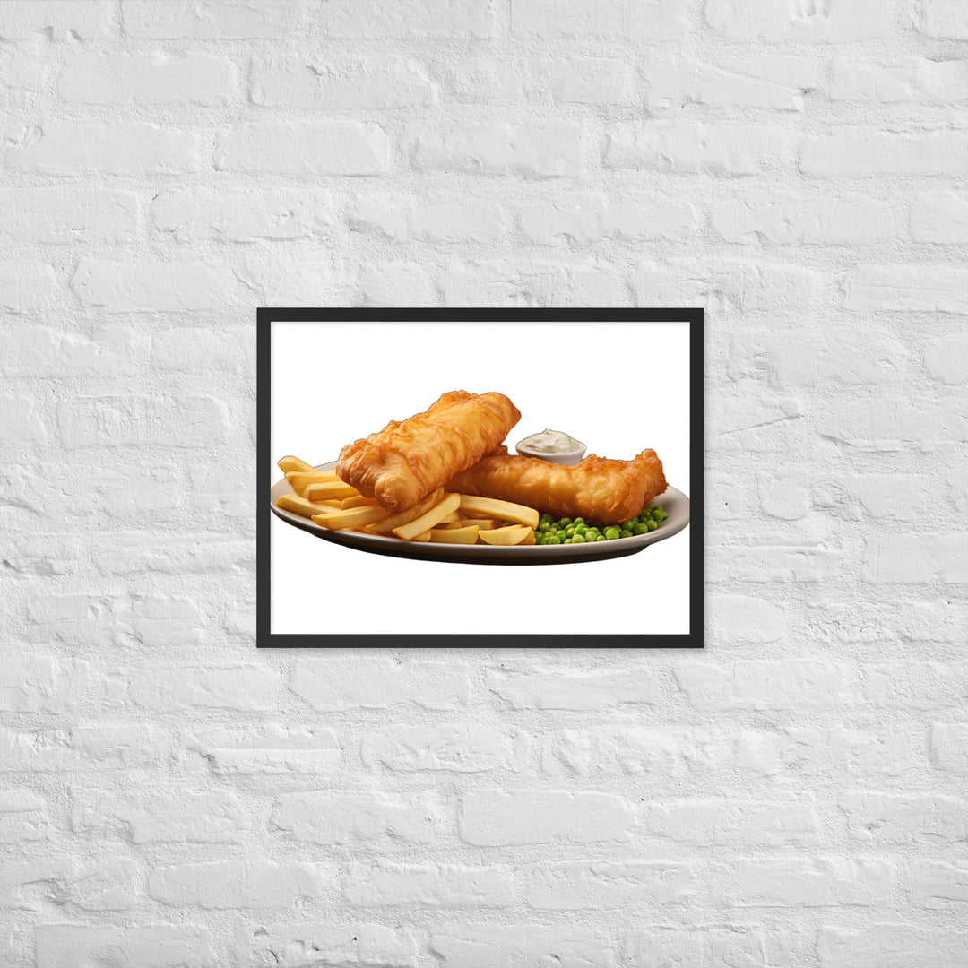 Beer Battered Fish and Chips Framed poster 🤤 from Yumify.AI