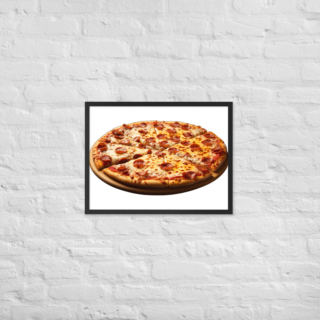 Spicy Pepperoni Explosion Pizza Framed poster 🤤 from Yumify.AI