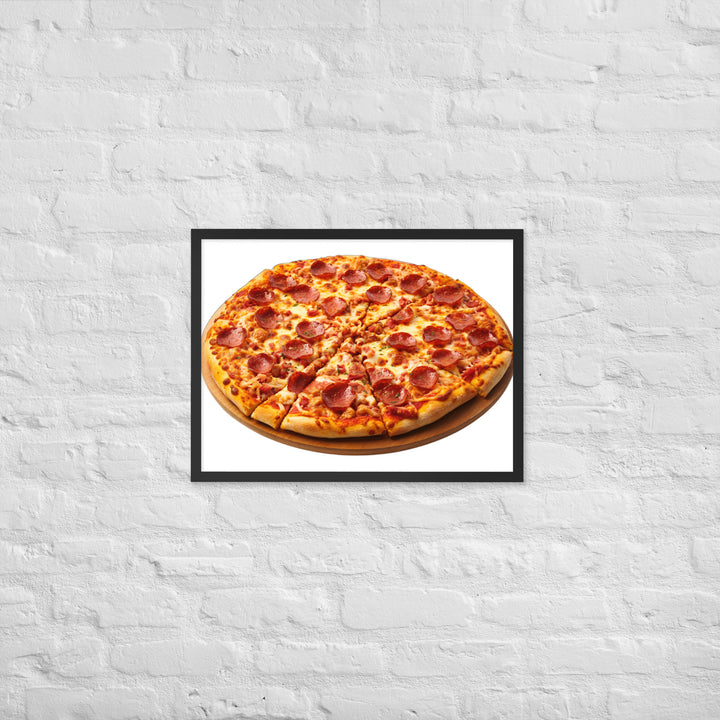 Spicy Pepperoni Explosion Pizza Framed poster 🤤 from Yumify.AI