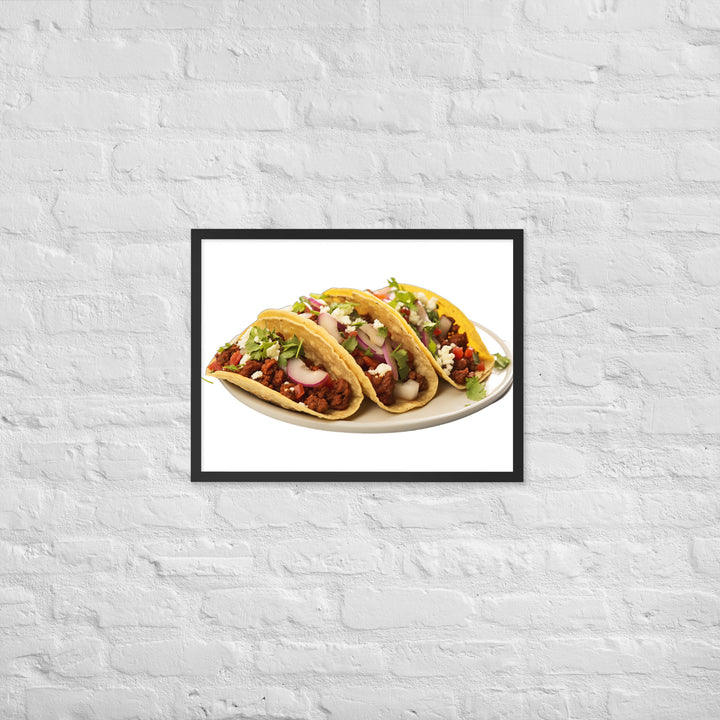 Spicy Chorizo Tacos Glow Framed poster 🤤 from Yumify.AI