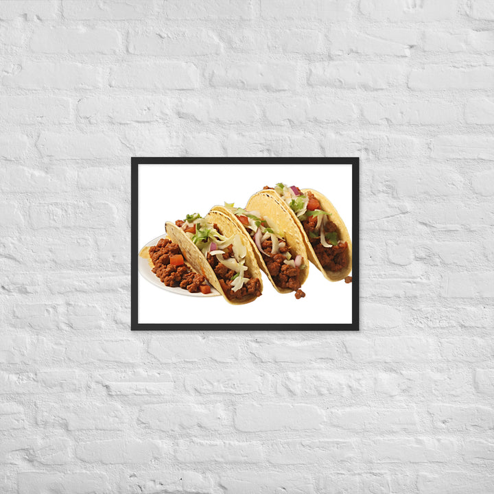 Spicy Chorizo Tacos Glow Framed poster 🤤 from Yumify.AI