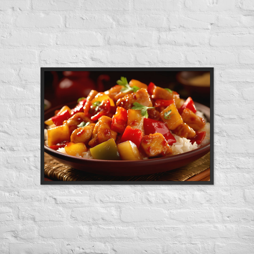 Sweet and sour chicken Framed poster 🤤 from Yumify.AI