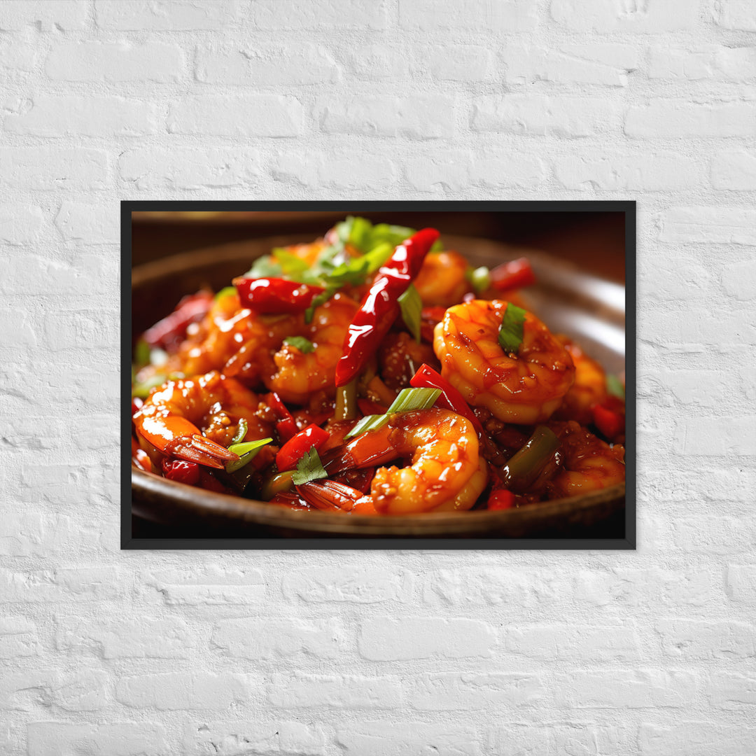 Szechuan Shrimp Framed poster 🤤 from Yumify.AI