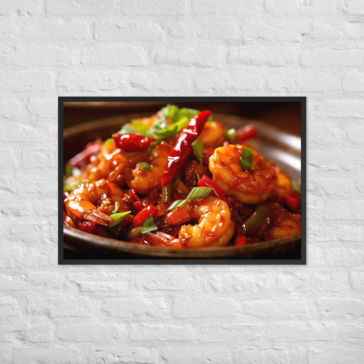 Szechuan Shrimp Framed poster 🤤 from Yumify.AI