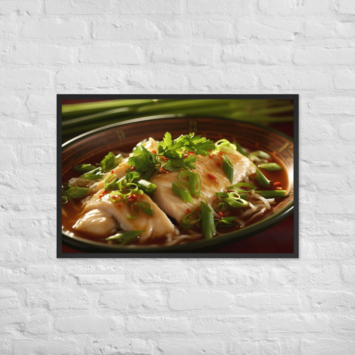 Steamed Fish with Ginger and Scallions Framed poster 🤤 from Yumify.AI