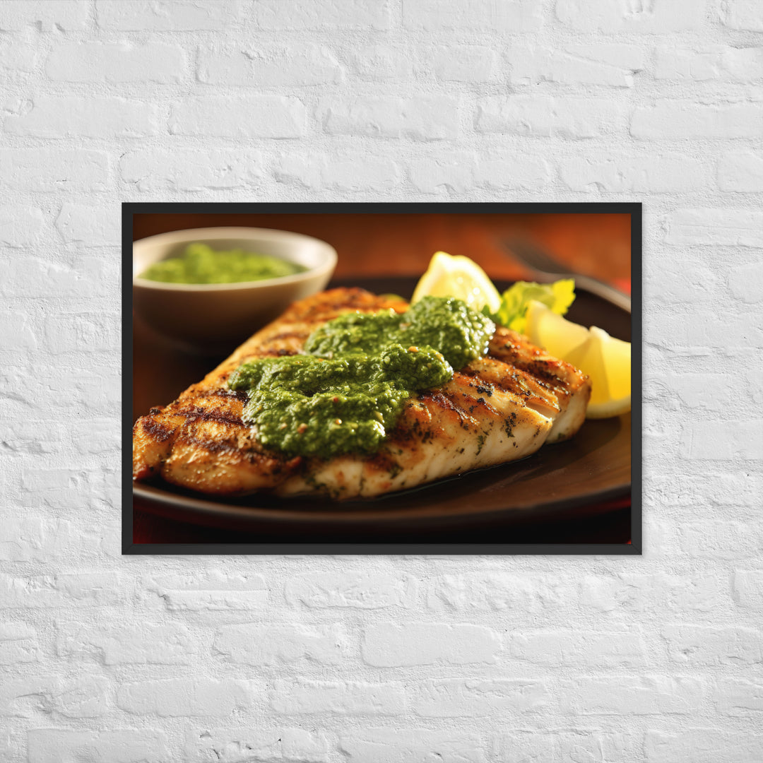 Chermoula Marinated Grilled Fish Framed poster 🤤 from Yumify.AI