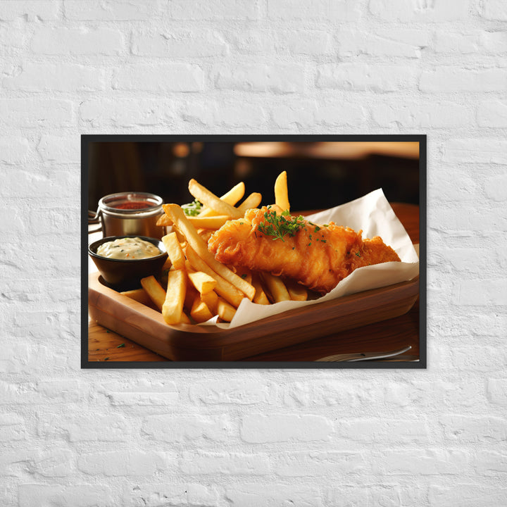 Barramundi Fish and Chips Framed poster 🤤 from Yumify.AI