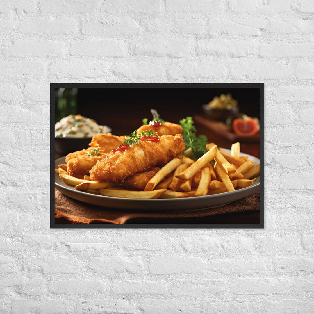 Barramundi Fish and Chips Framed poster 🤤 from Yumify.AI