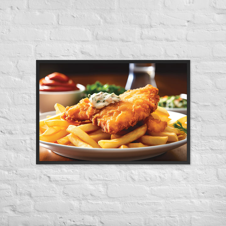 Barramundi Fish and Chips Framed poster 🤤 from Yumify.AI