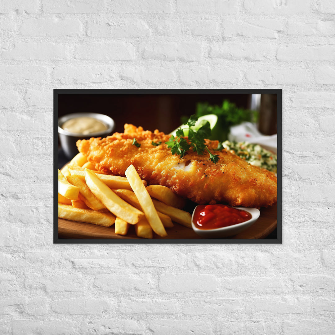 Barramundi Fish and Chips Framed poster 🤤 from Yumify.AI