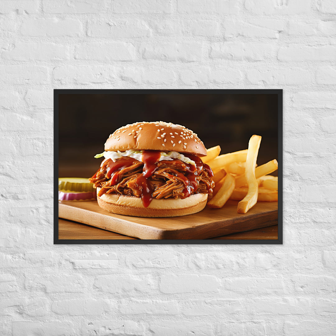 BBQ Pulled Pork Sandwich Framed poster 🤤 from Yumify.AI