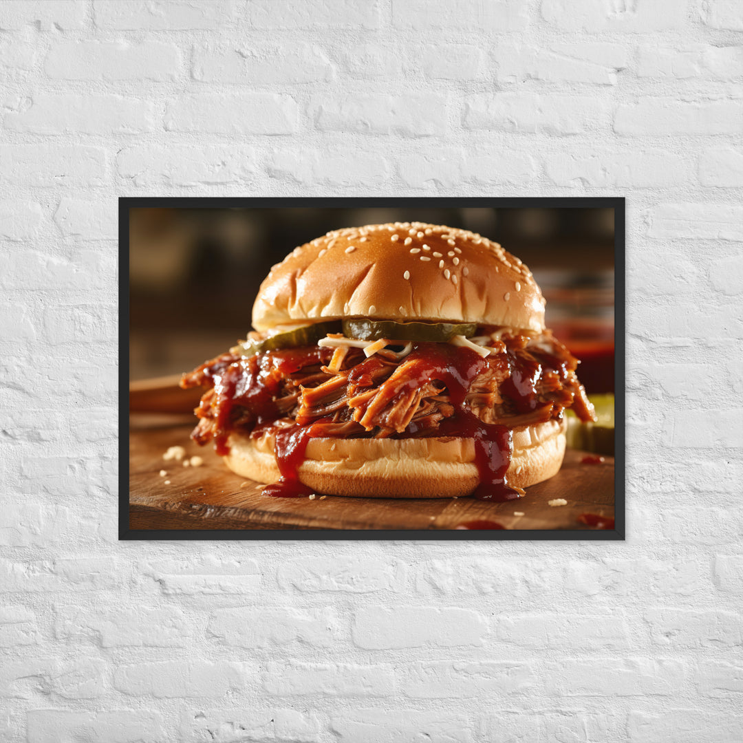 BBQ Pulled Pork Sandwich Framed poster 🤤 from Yumify.AI