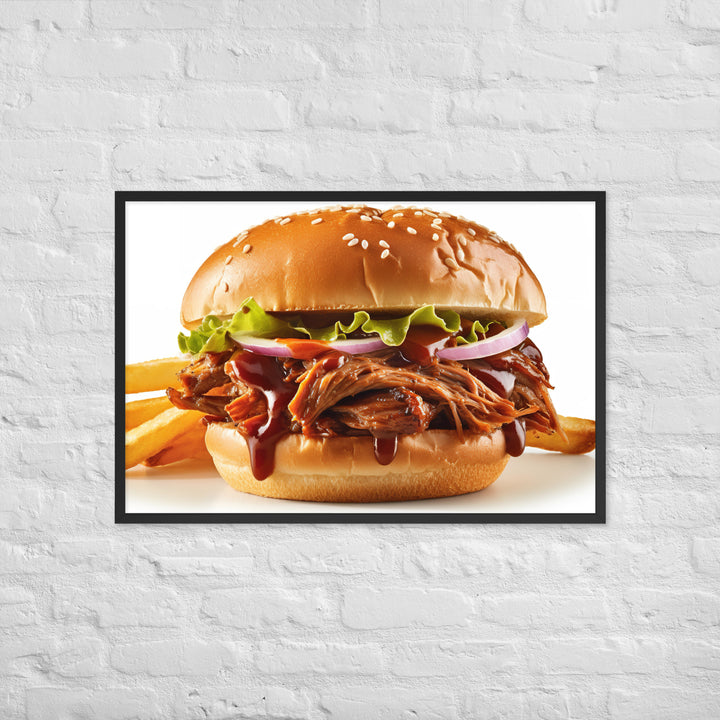 BBQ Pulled Pork Sandwich Framed poster 🤤 from Yumify.AI