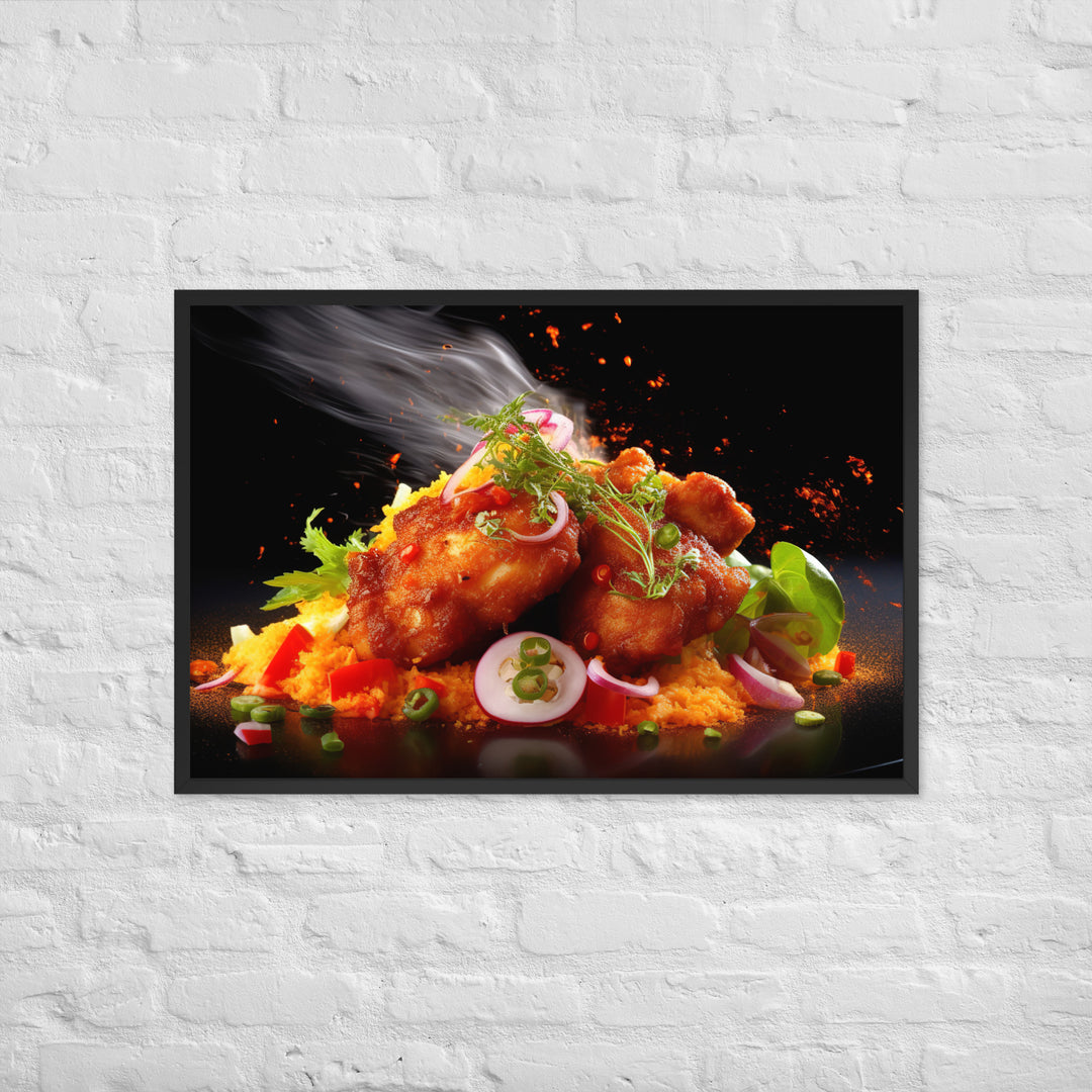 Spicy Fried Chicken Framed poster 🤤 from Yumify.AI