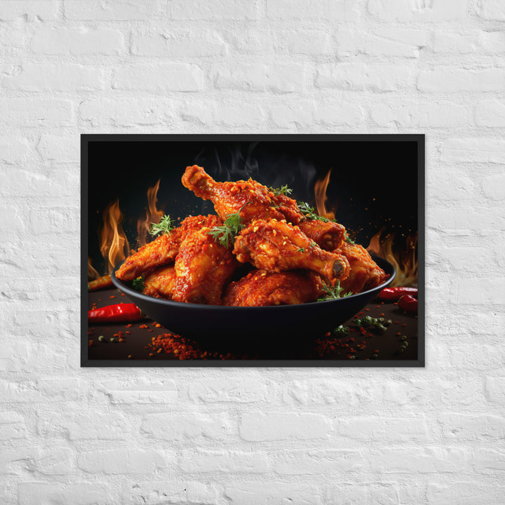 Spicy Fried Chicken Framed poster 🤤 from Yumify.AI