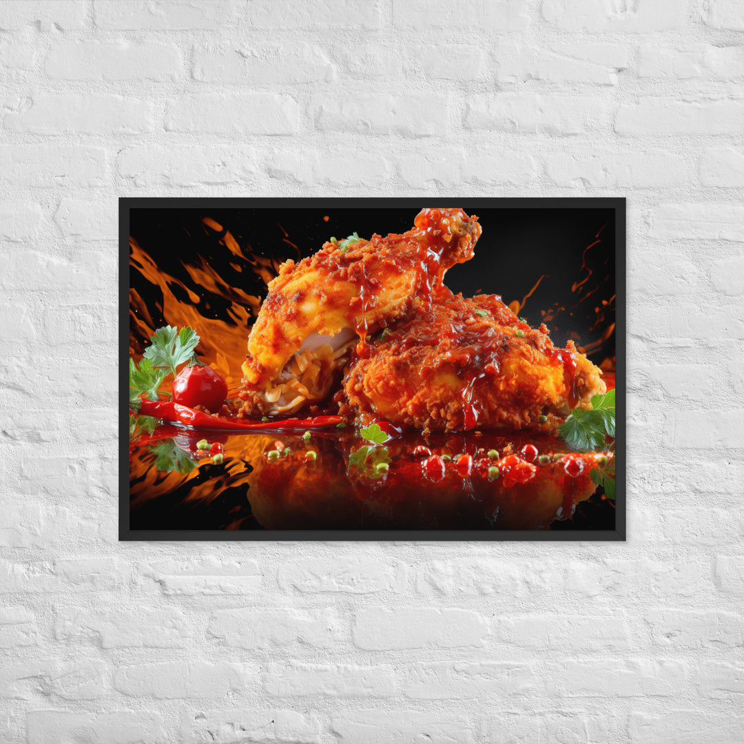 Spicy Fried Chicken Framed poster 🤤 from Yumify.AI