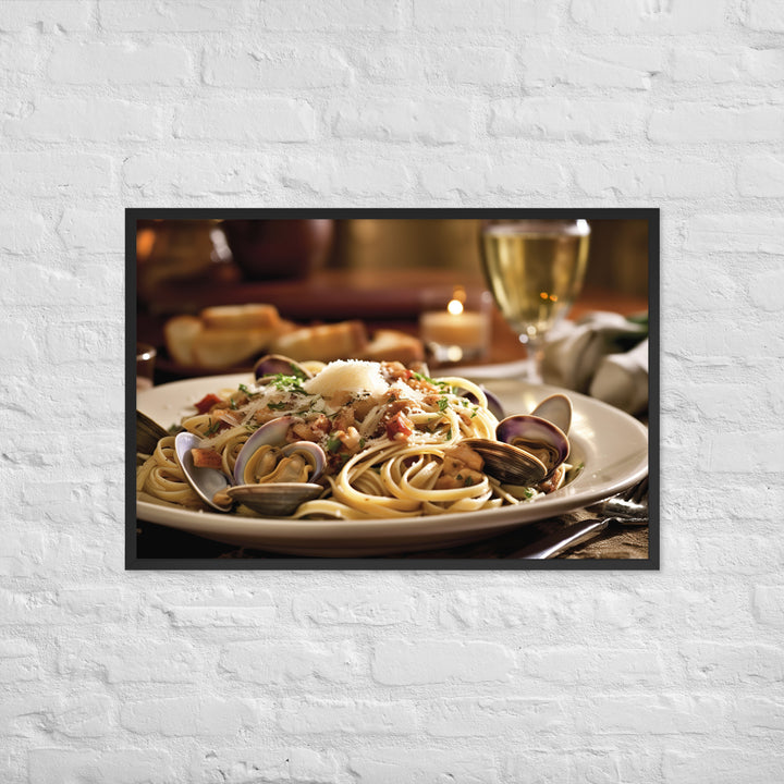 Linguine with Clam Sauce Framed poster 🤤 from Yumify.AI