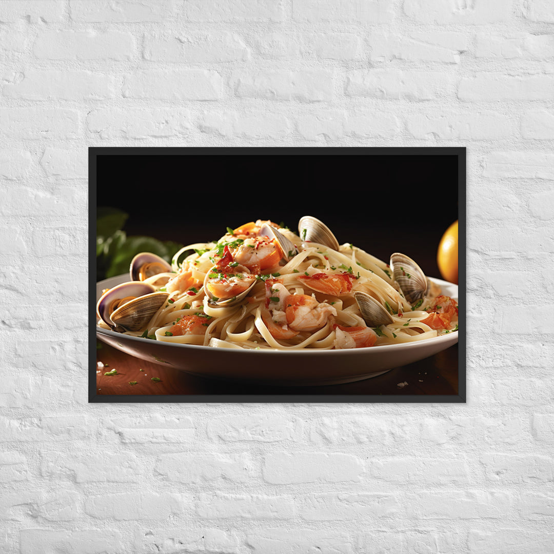 Linguine with Clam Sauce Framed poster 🤤 from Yumify.AI