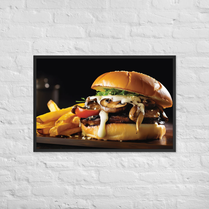 Mushroom Swiss Burger Framed poster 🤤 from Yumify.AI