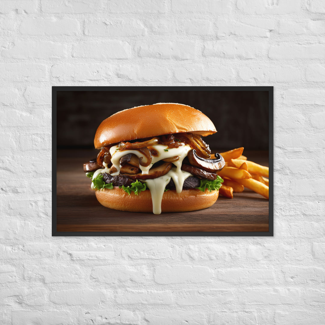 Mushroom Swiss Burger Framed poster 🤤 from Yumify.AI