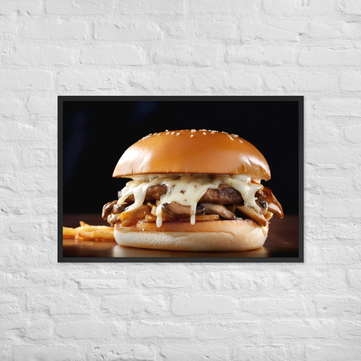 Mushroom Swiss Burger Framed poster 🤤 from Yumify.AI