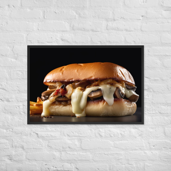 Mushroom Swiss Burger Framed poster 🤤 from Yumify.AI