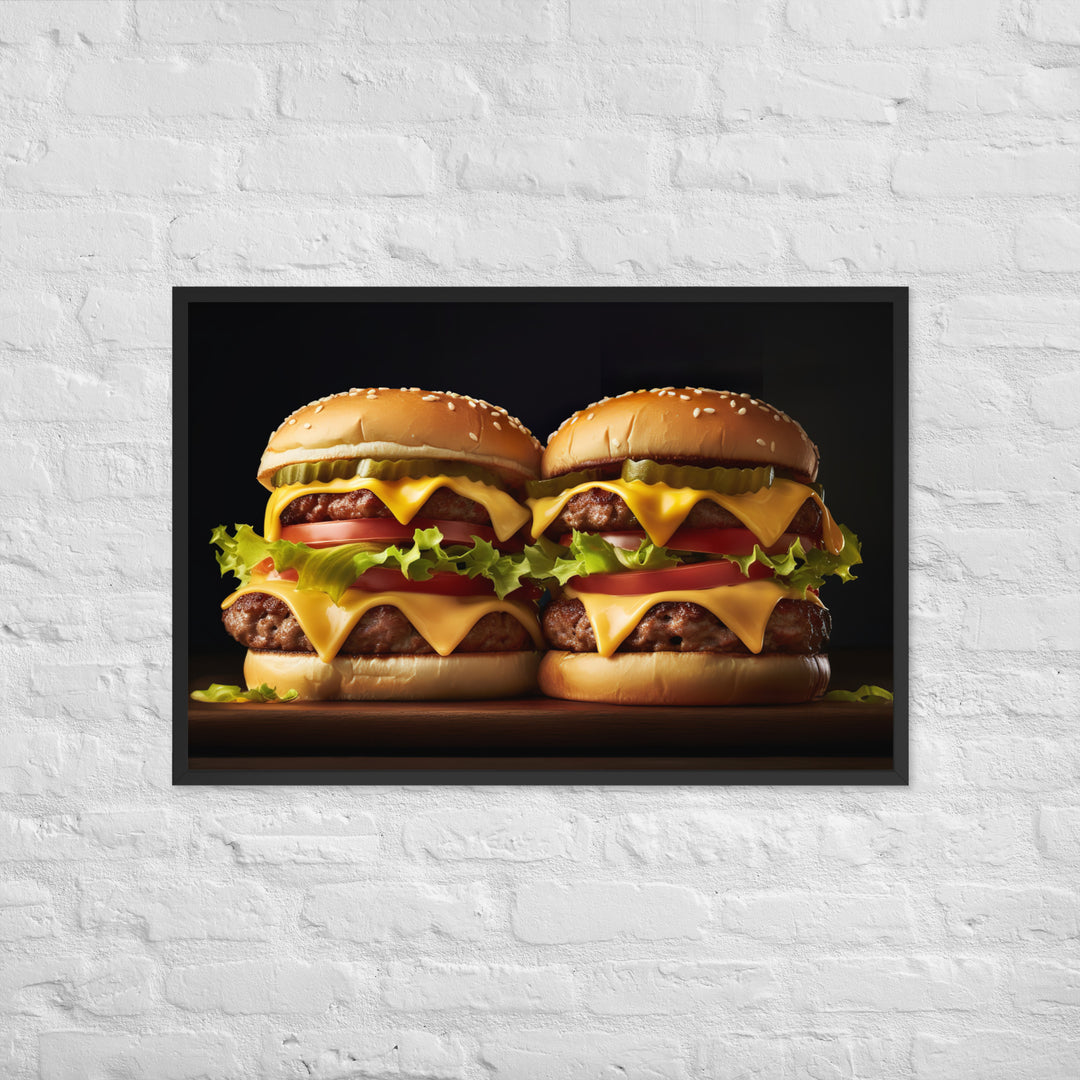 Double Cheese burger Framed poster 🤤 from Yumify.AI