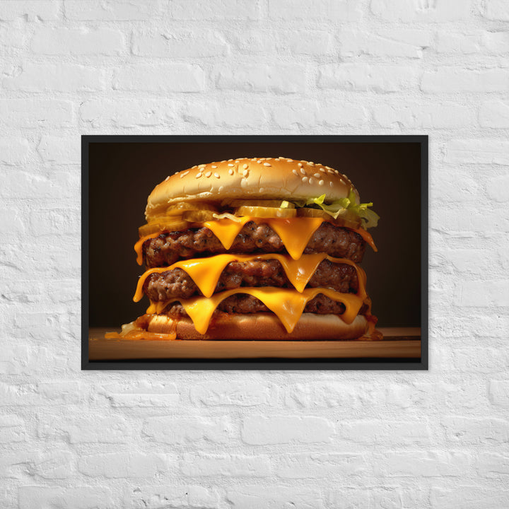 Double Cheese burger Framed poster 🤤 from Yumify.AI