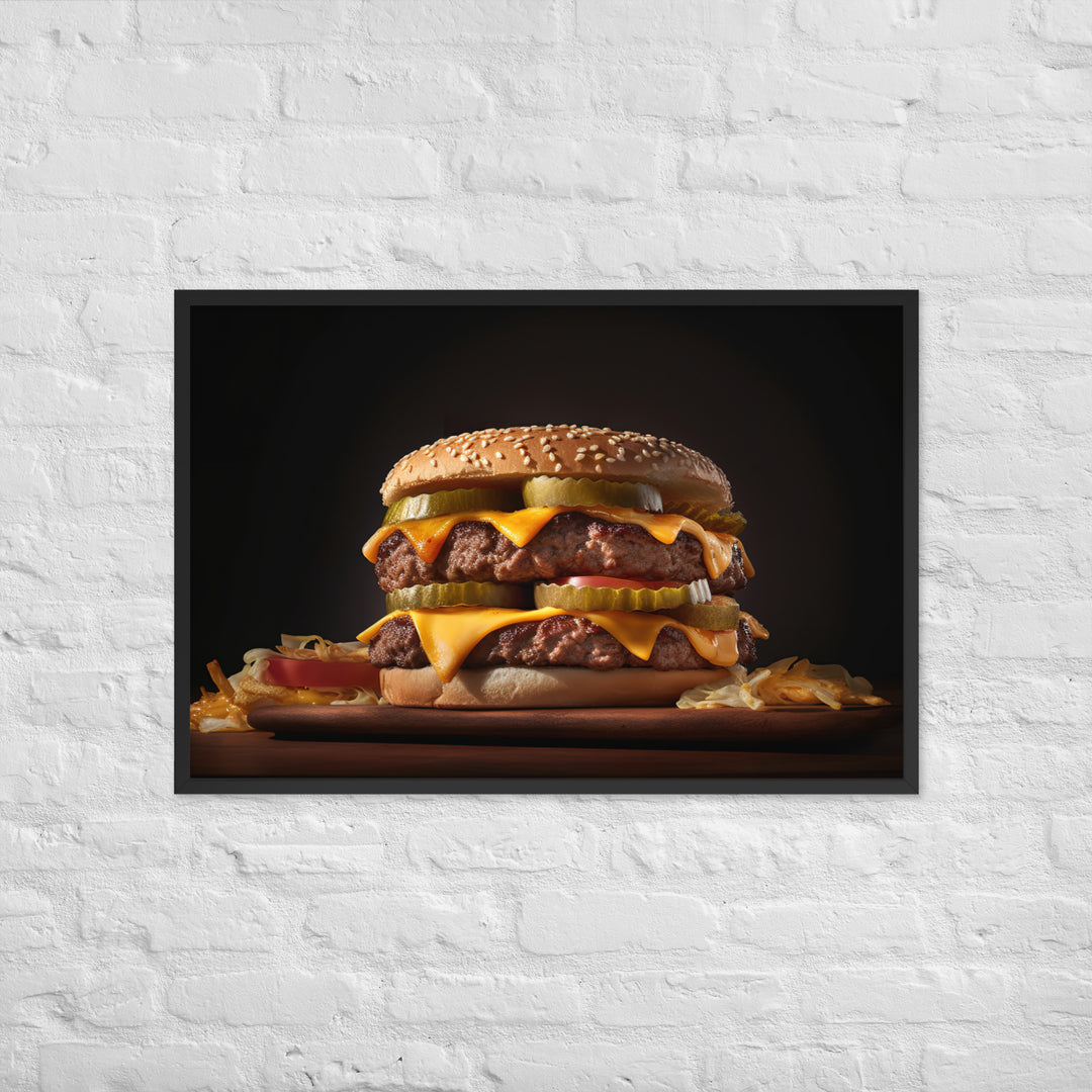 Double Cheese burger Framed poster 🤤 from Yumify.AI