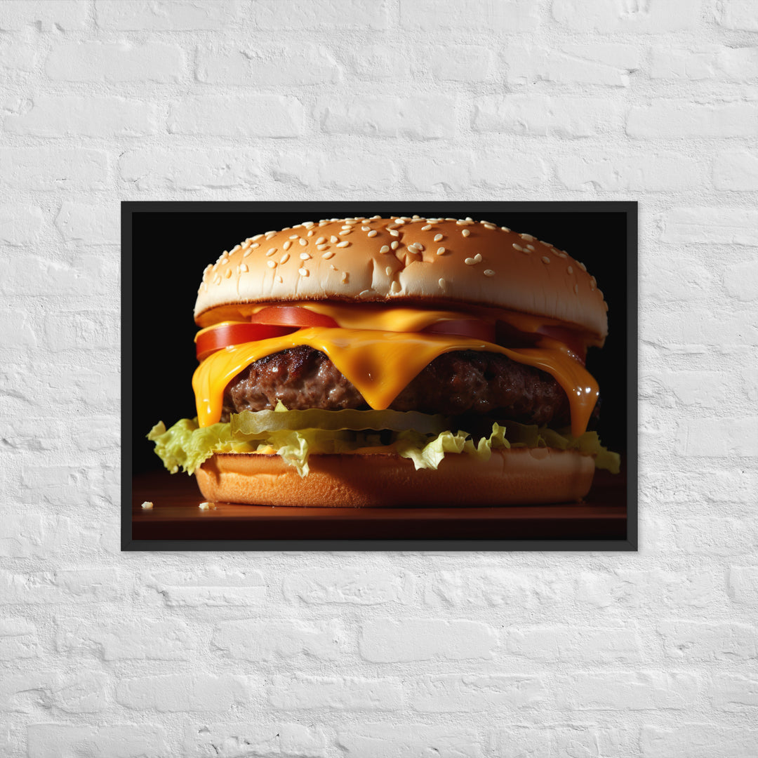 Cheese burger Framed poster 🤤 from Yumify.AI