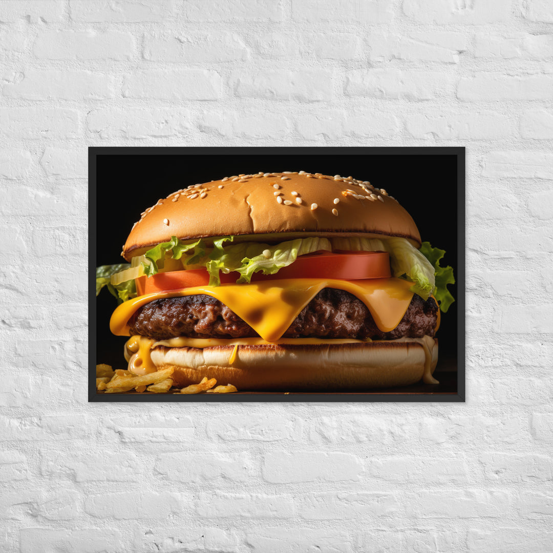 Cheese burger Framed poster 🤤 from Yumify.AI