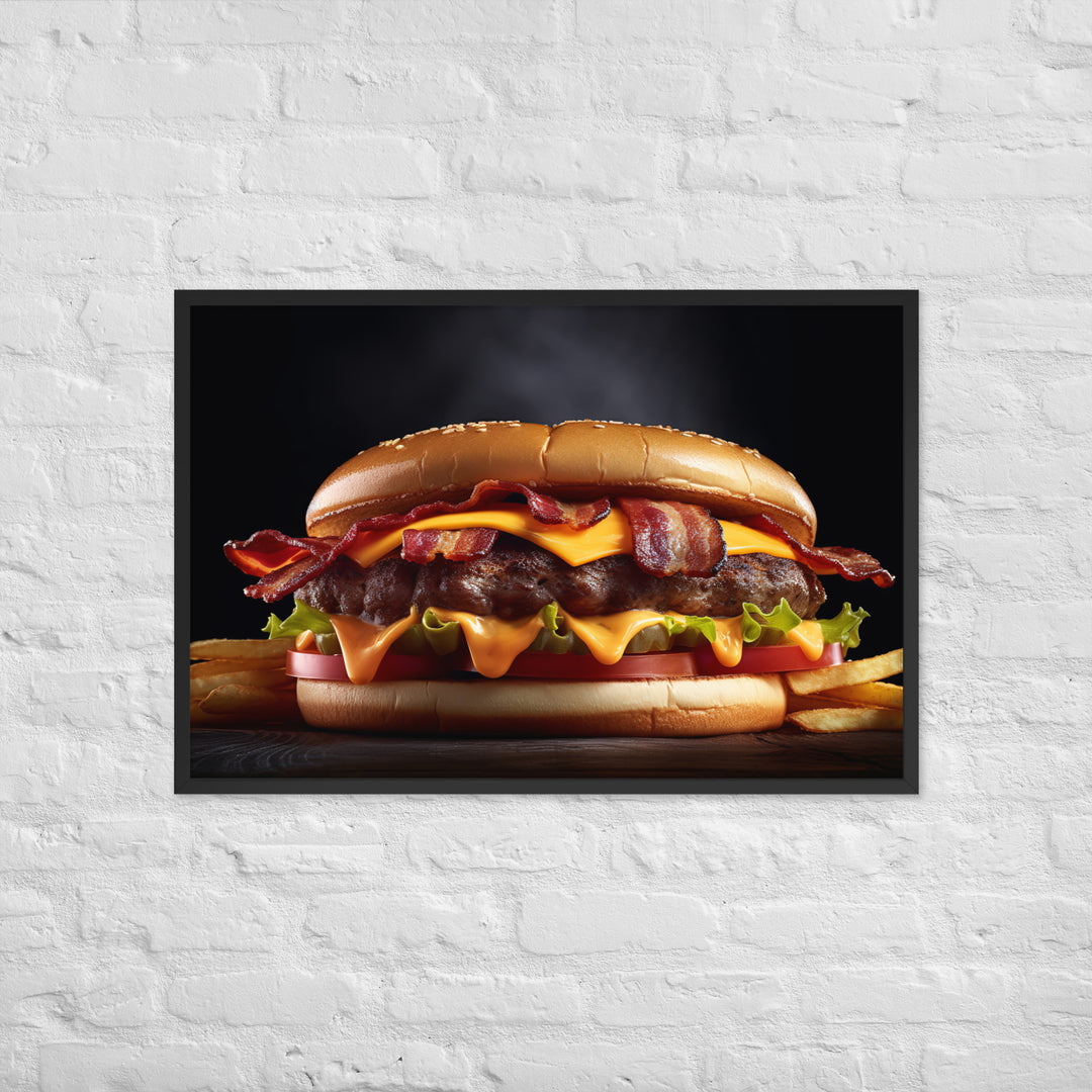 Bacon Cheese burger Framed poster 🤤 from Yumify.AI