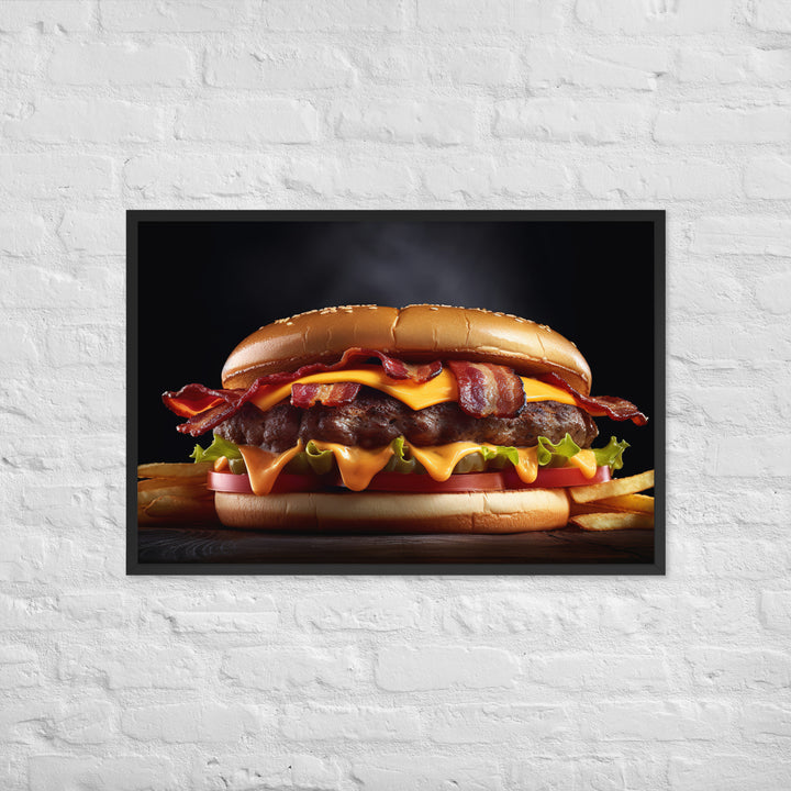 Bacon Cheese burger Framed poster 🤤 from Yumify.AI